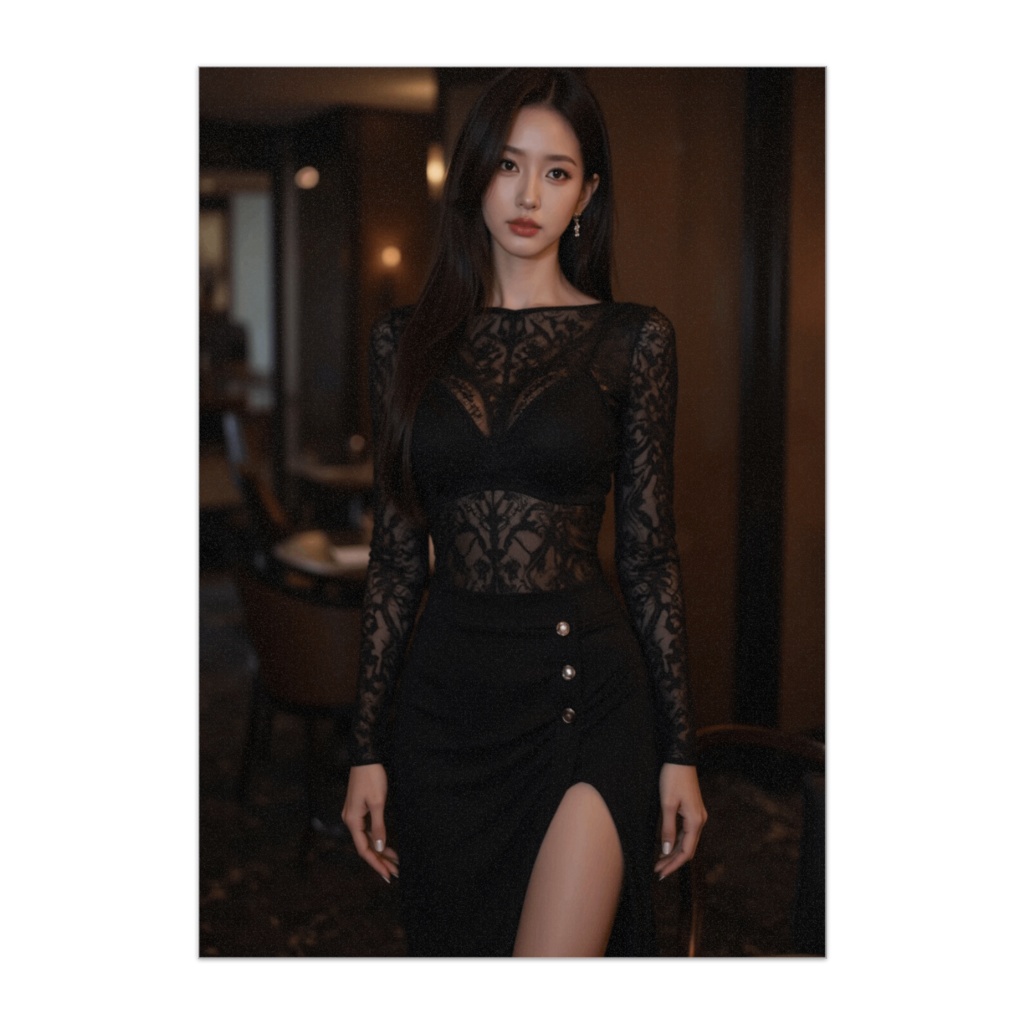 黒のレースドレス美女ポスター