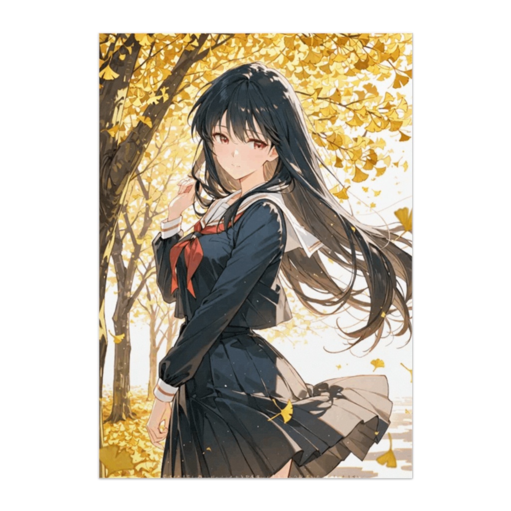 秋色銀杏のセーラー少女