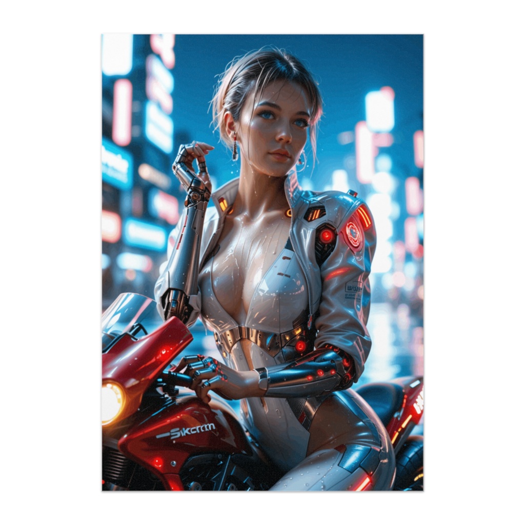赤いバイクのサイボーグライダー