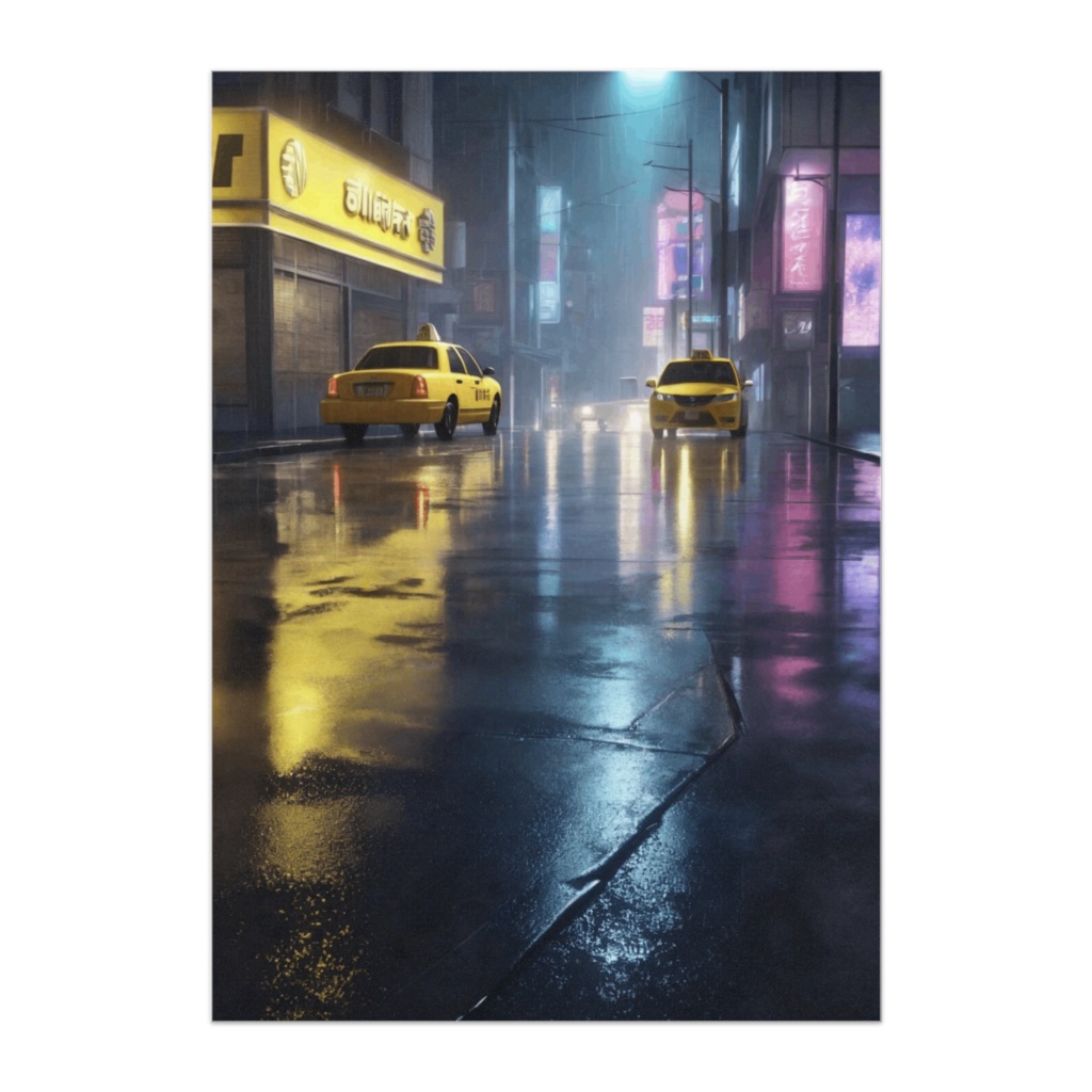 Taxi Street Reflection