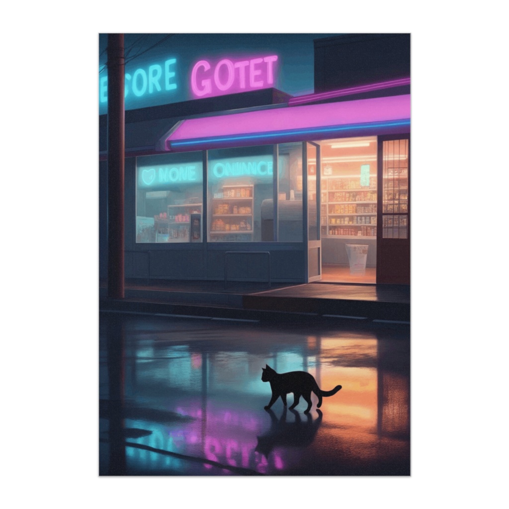 ネオン街の黒猫