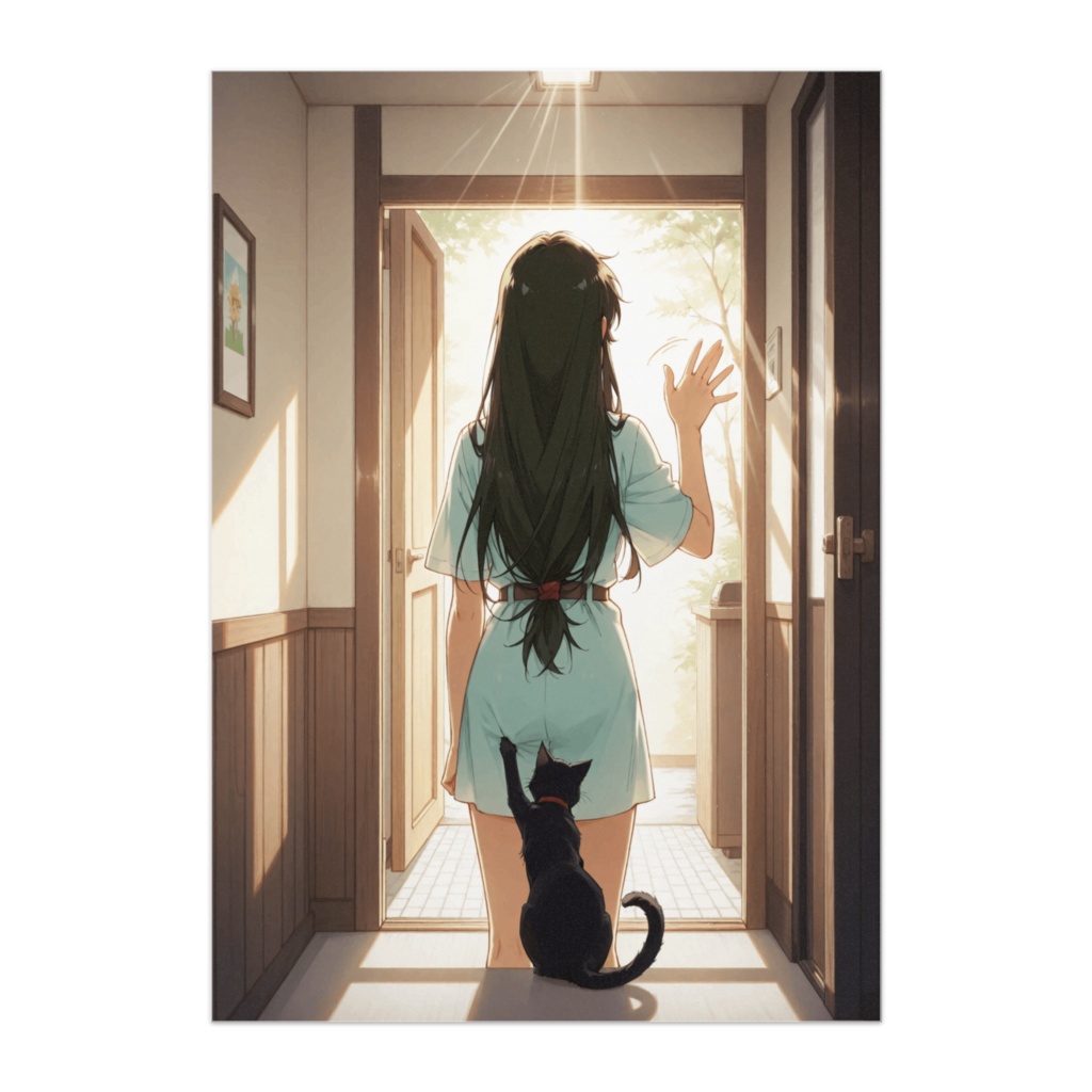 いってきます、黒猫と朝の光