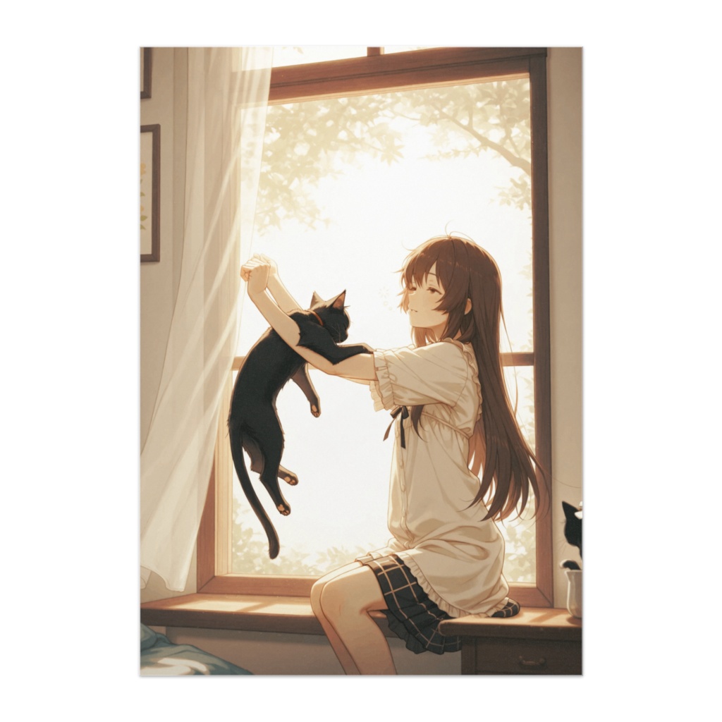 黒猫と過ごす休日 ― 朝の窓辺 ―