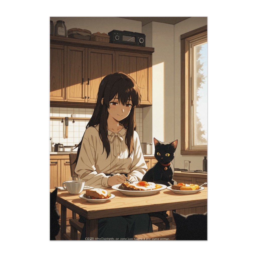 黒猫と過ごす休日 ― 朝の食卓 ―