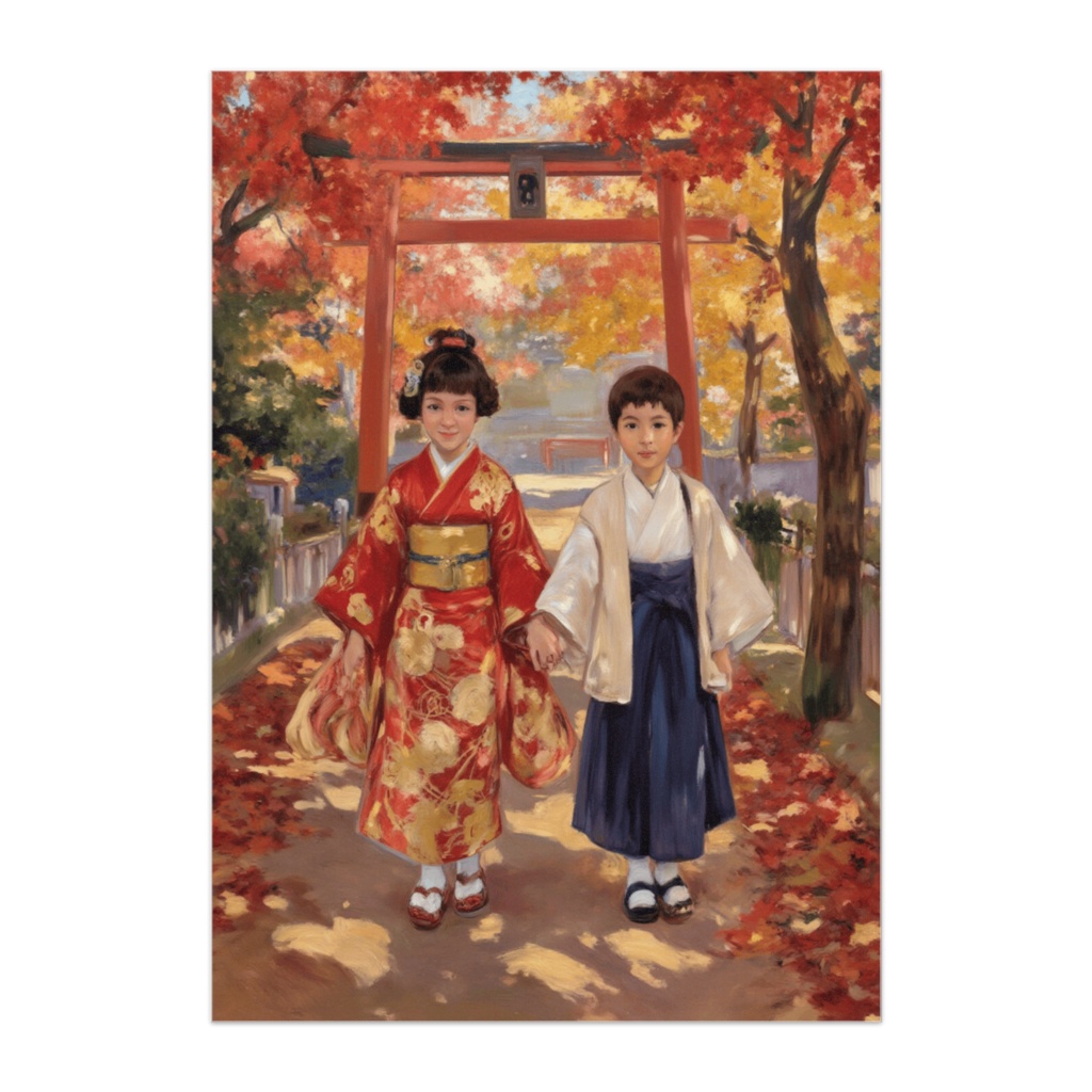 七五三 ― 鳥居の前で