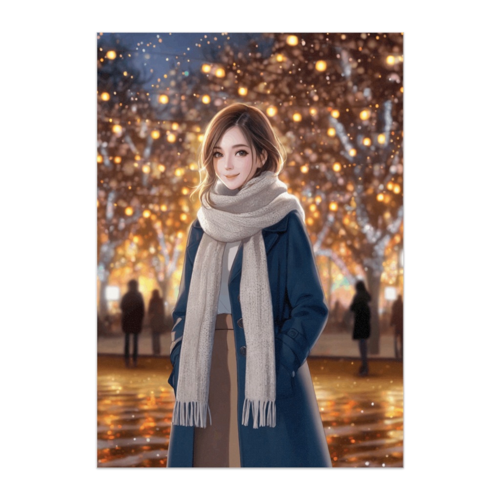 青と金の光の並木道 ― 冬の始まり