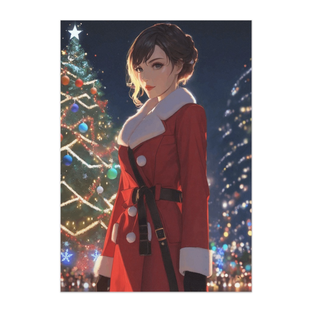 巨大ツリー前で立ち止まる ― 輝きの中心