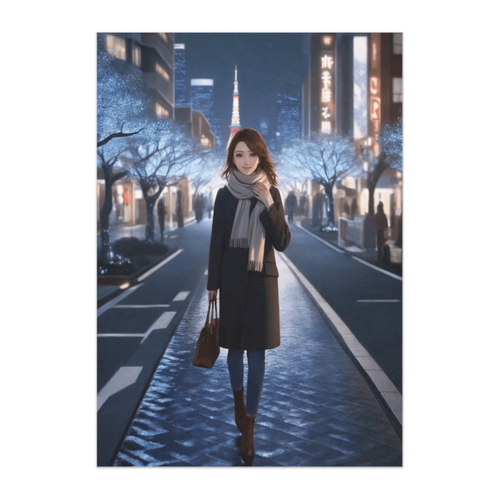 東京の夜景と青の光道 ― 都会の輝き