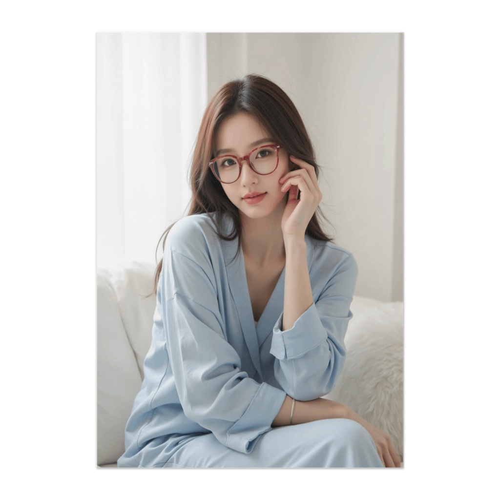 Blue Room Elegance ― 赤ぶち眼鏡の微笑み