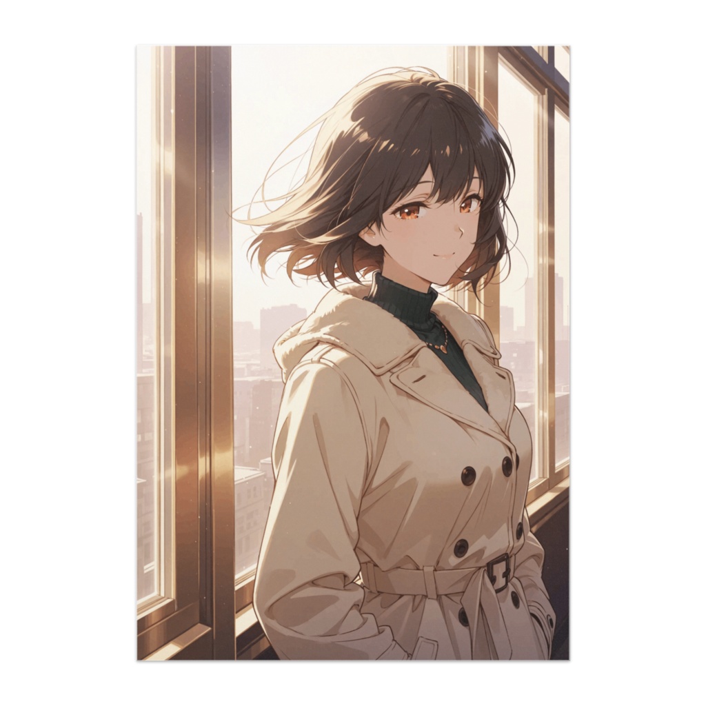 冬の朝光 ― ベージュコートの微笑み