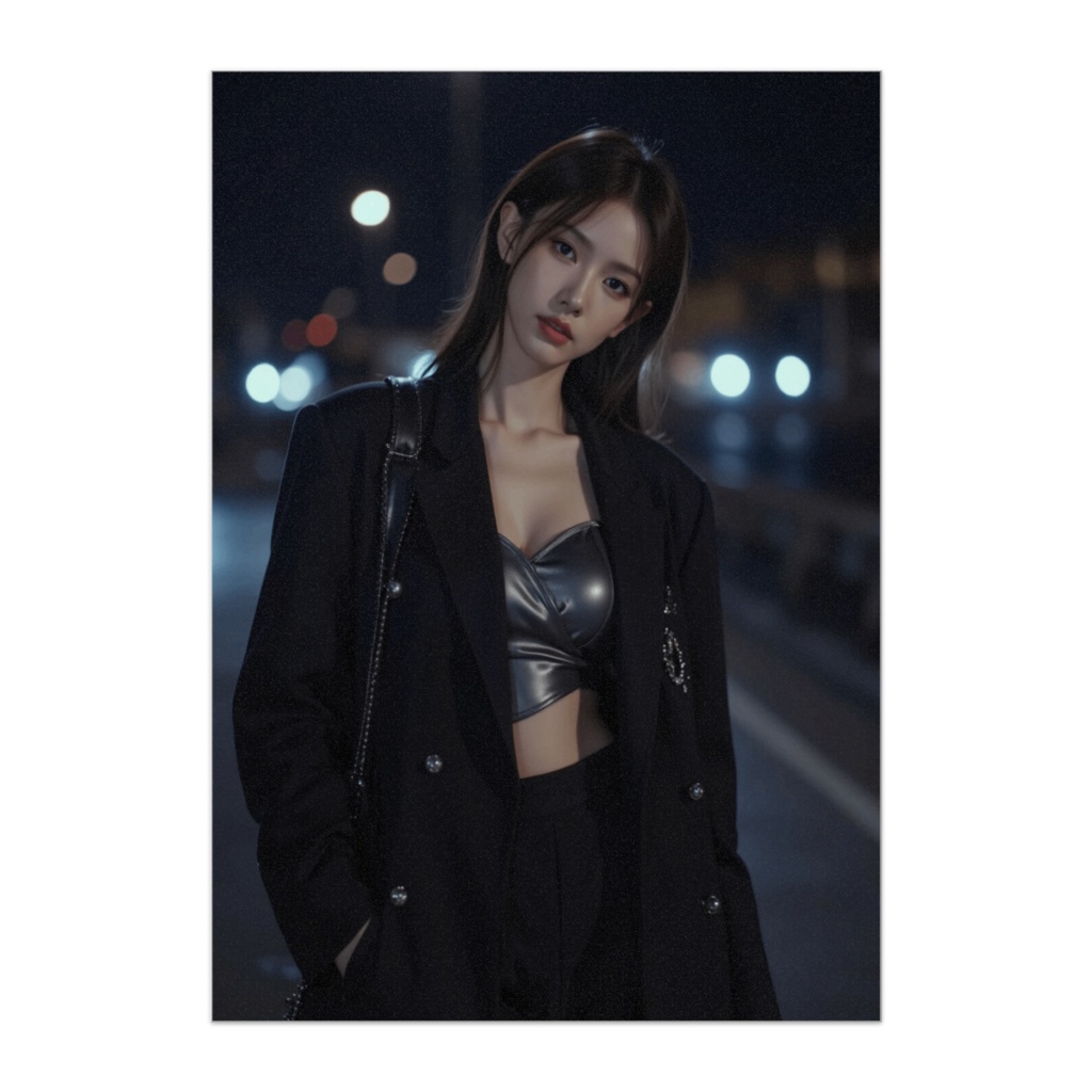 ブラック×シルバー・ナイトモード美女