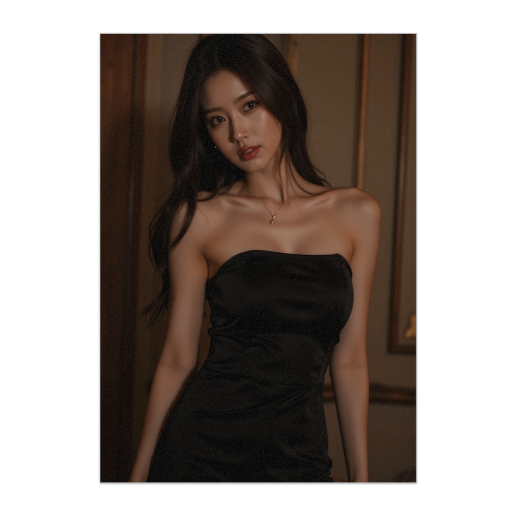 サテンブラック・エレガントモード美女