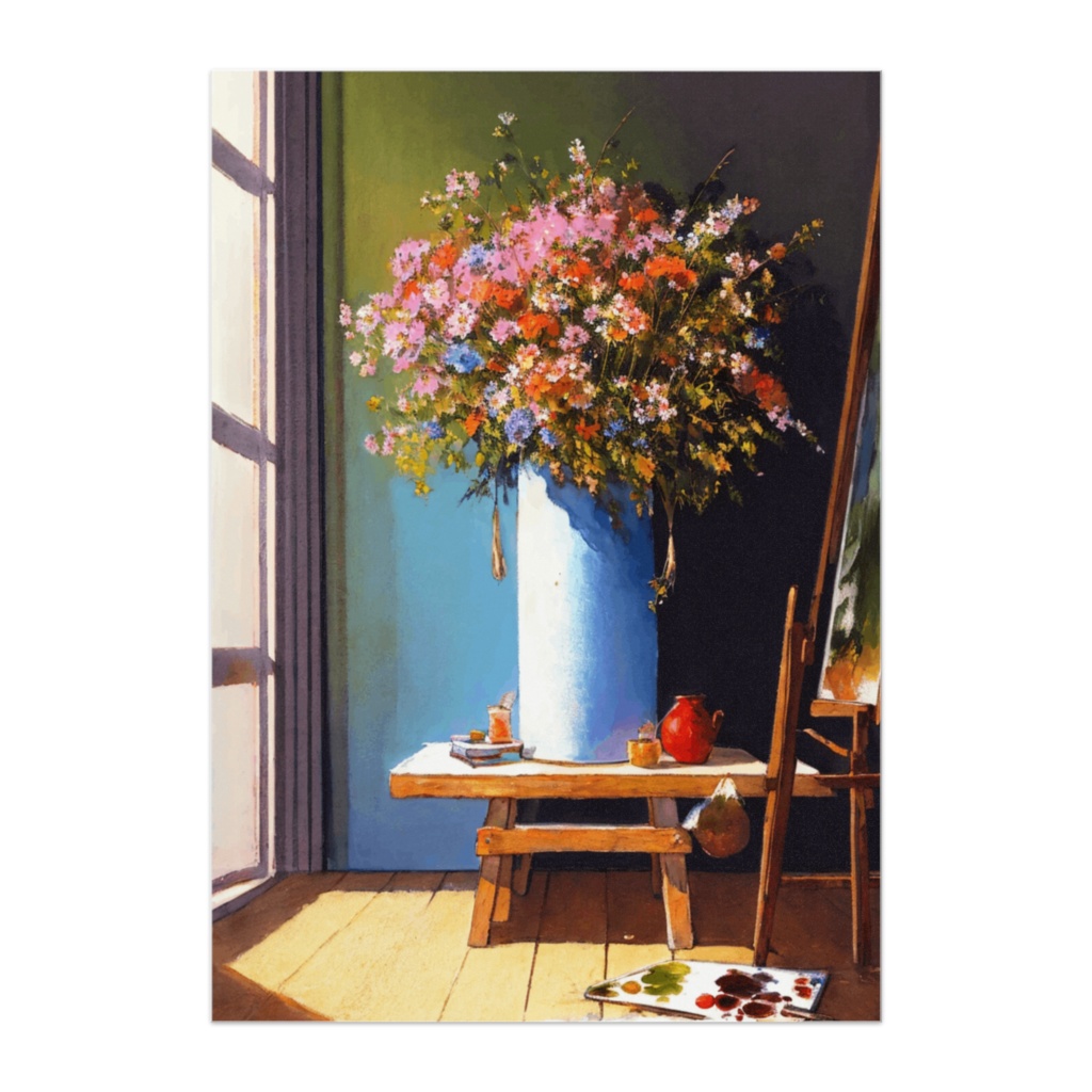 アトリエに咲く大きな花束 ― 水彩油絵風フラワーアート