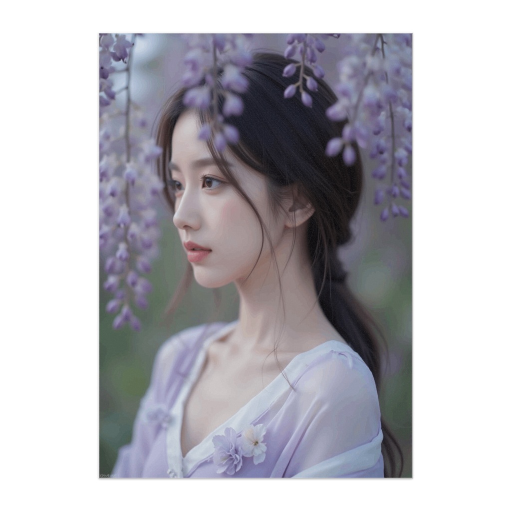 藤の風に揺れる横顔