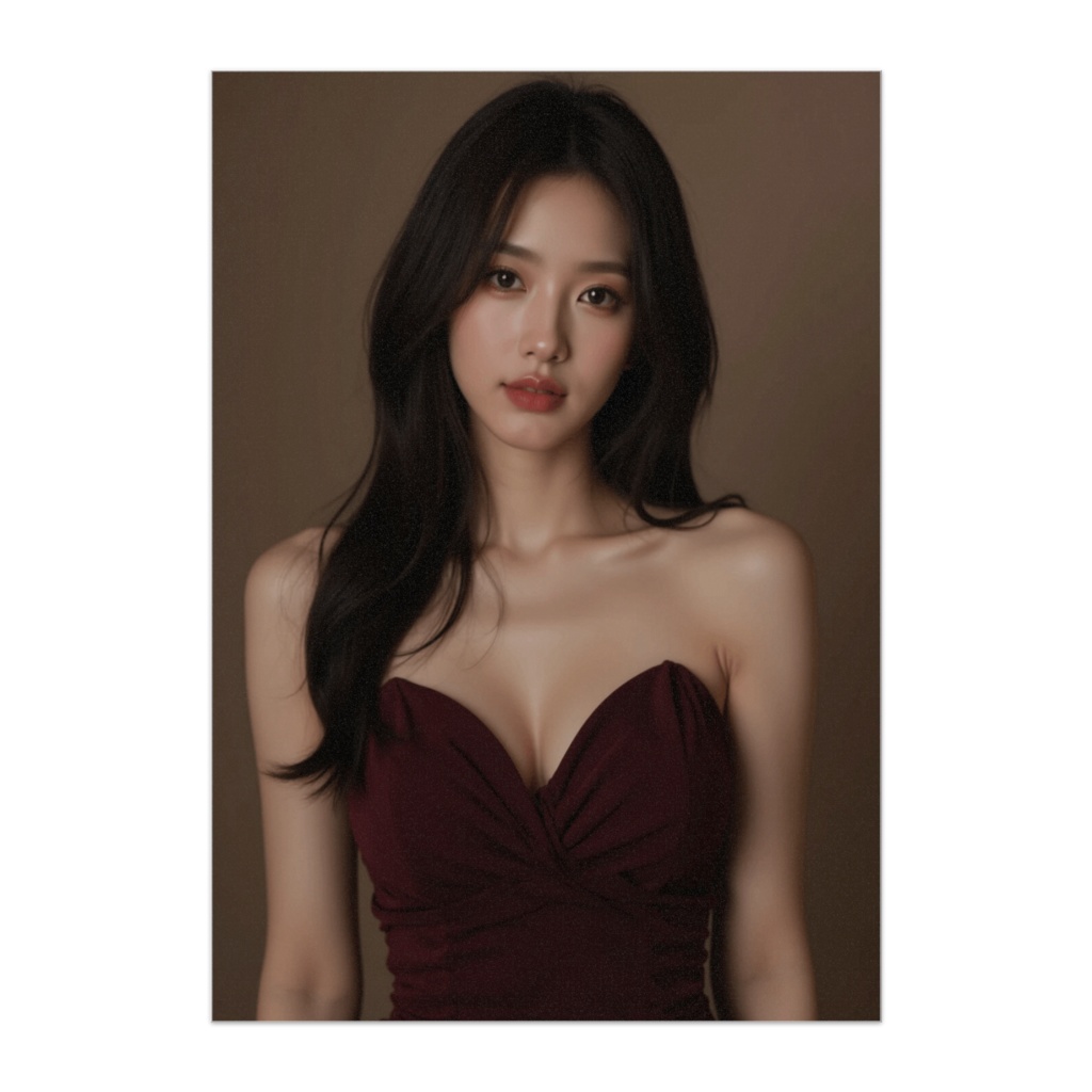 深紅のエレガントスタジオポートレート