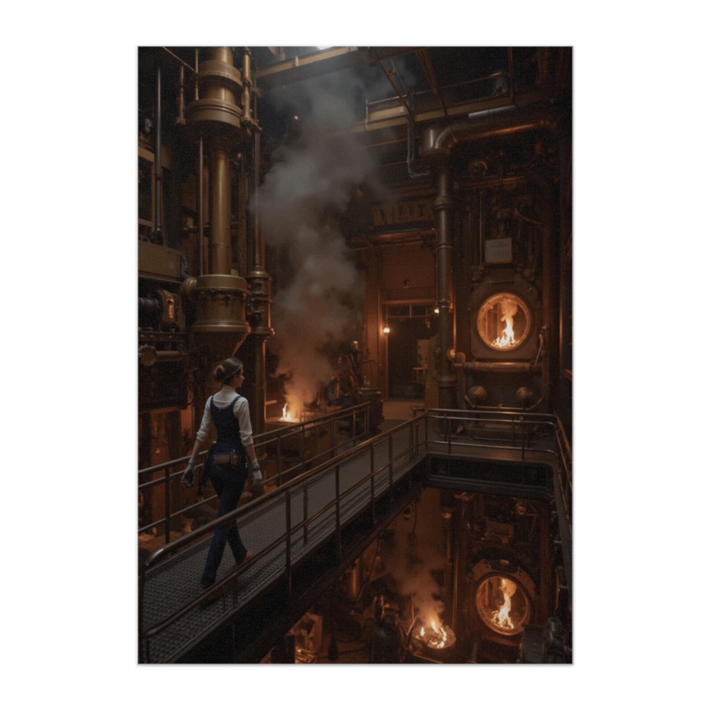 炎の心臓部を歩く技師 ― スチームファクトリー内部記録