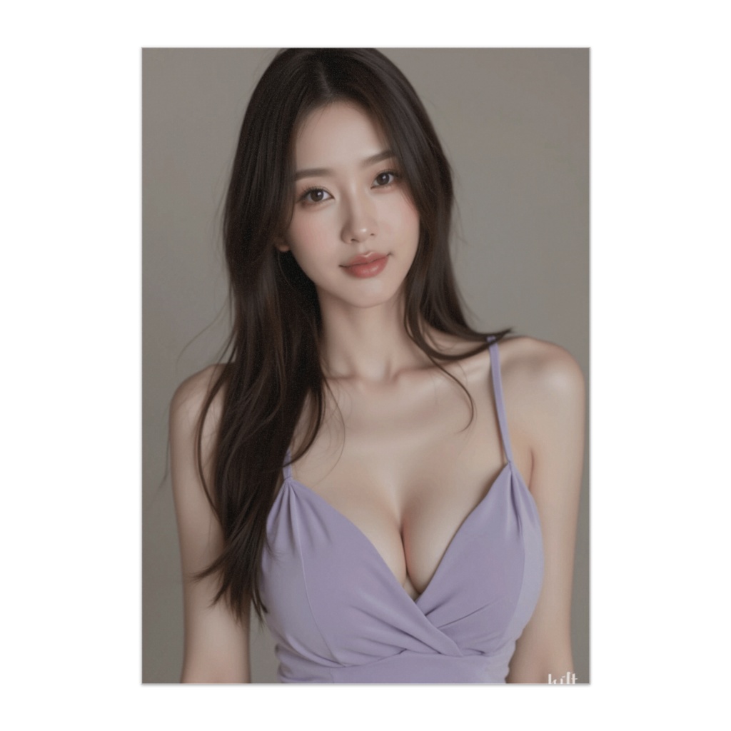 すみれ色ドレスのエレガント美女