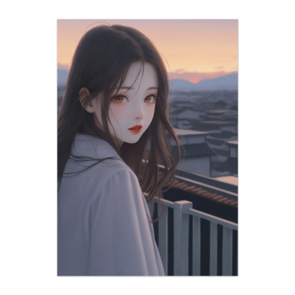 夕焼け屋上のノスタルジック少女