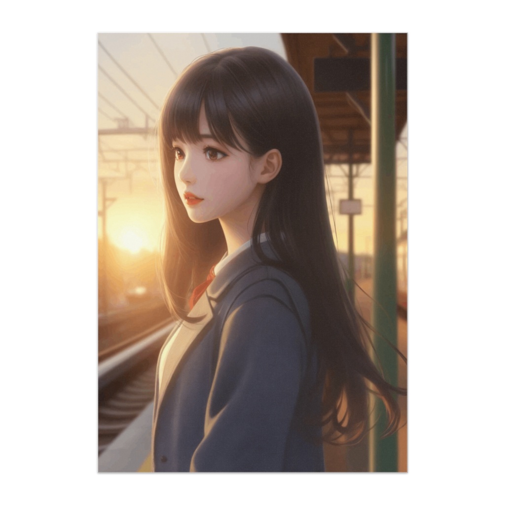 夕暮れホームのノスタルジック少女