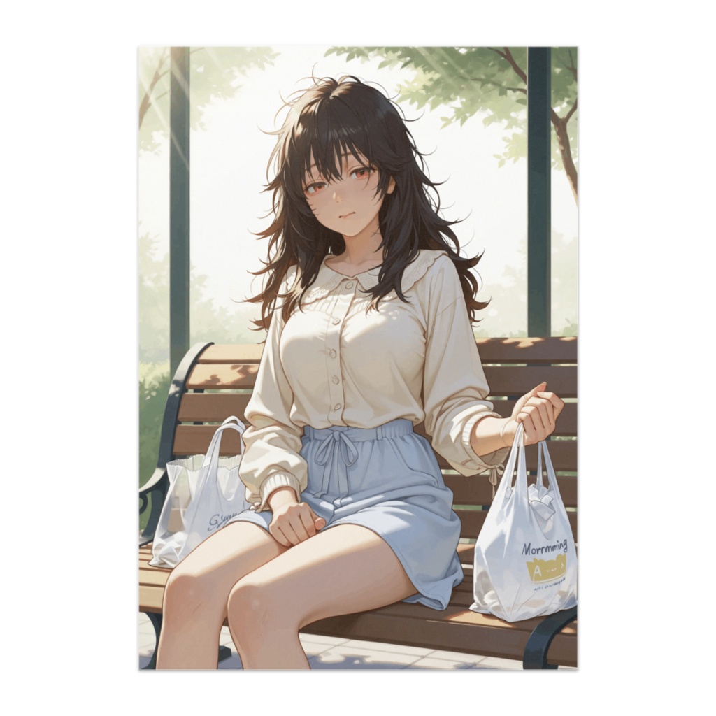 朝のベンチでぼんやりする彼女