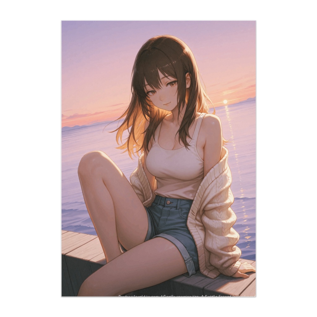 防波堤で微笑む夕陽 ― 穏やかな夏のひととき