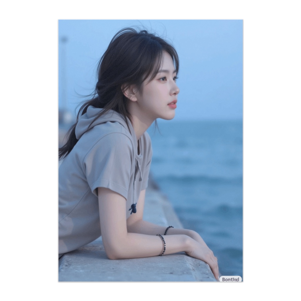 海を見つめる横顔 ― 夕暮れ前の静かな時間