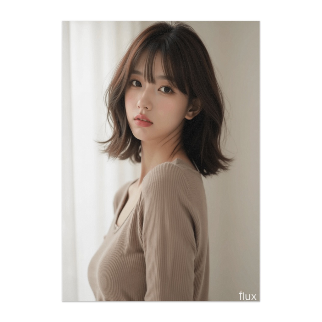 ベージュトーンの穏やかな横顔ポートレート