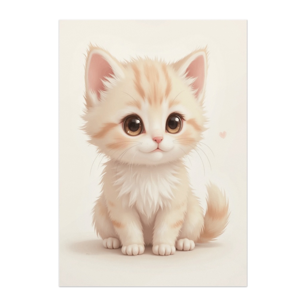 パステル子猫のやさしいアート(クリームタビー風)