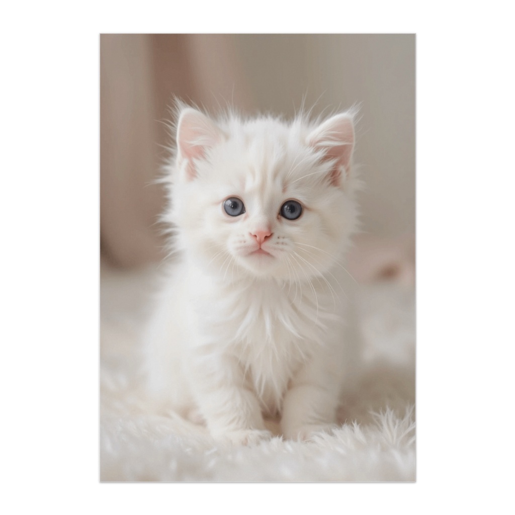 ふわふわ白子猫のまんまる瞳