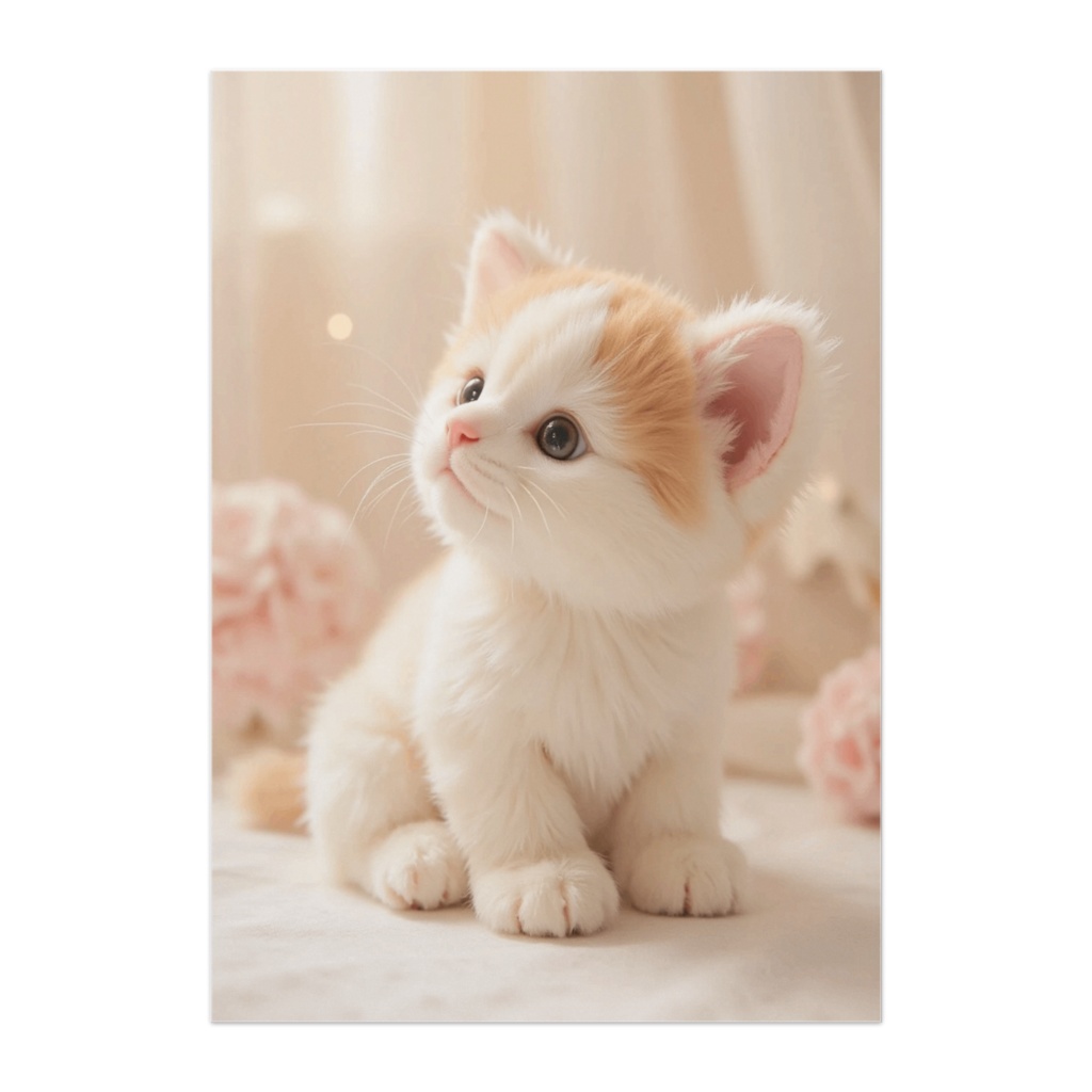 見上げる子猫 ― やさしい光に包まれた可愛いひととき