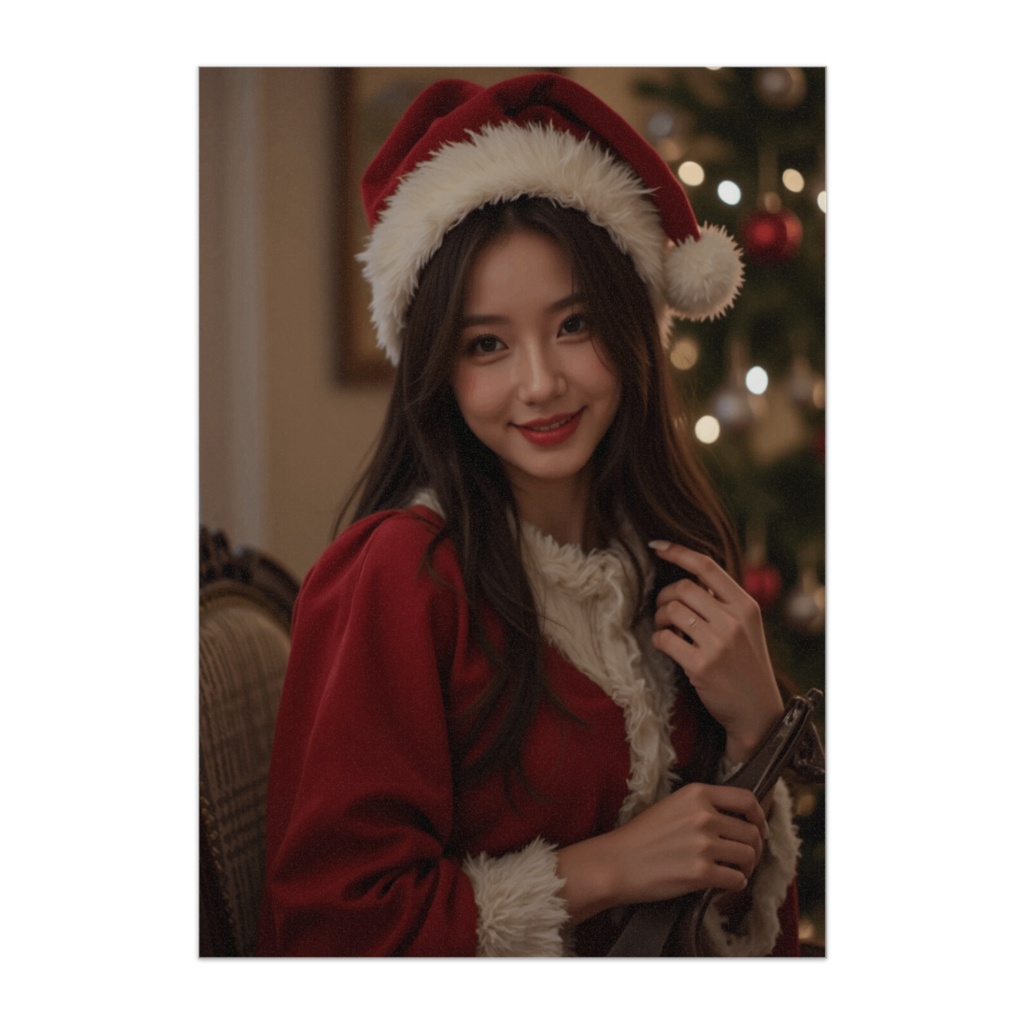 微笑むサンタガールのクリスマスポートレート