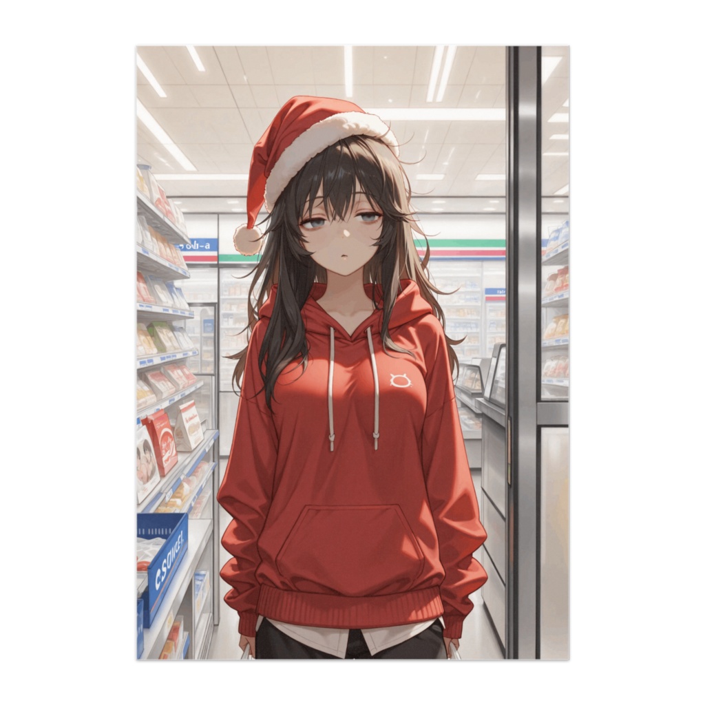 深夜のコンビニとサンタ少女