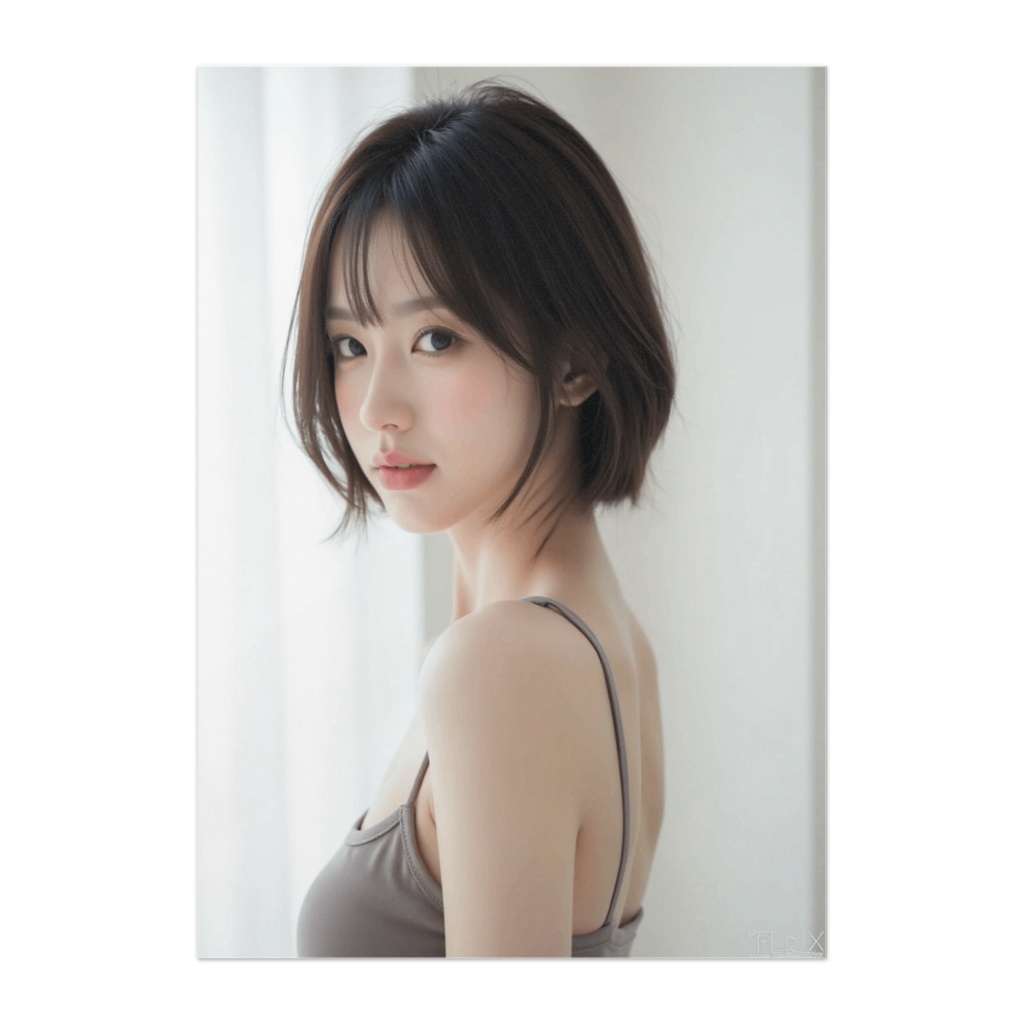 静かなまなざしの横顔ショートボブ（リアルポートレート）