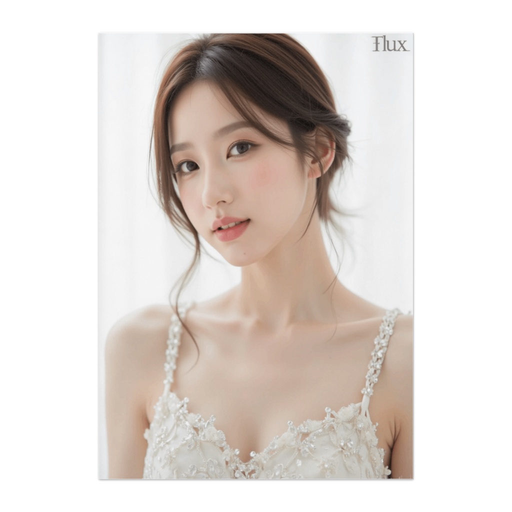 白のビジュードレスに輝く美女(リアルポートレート)