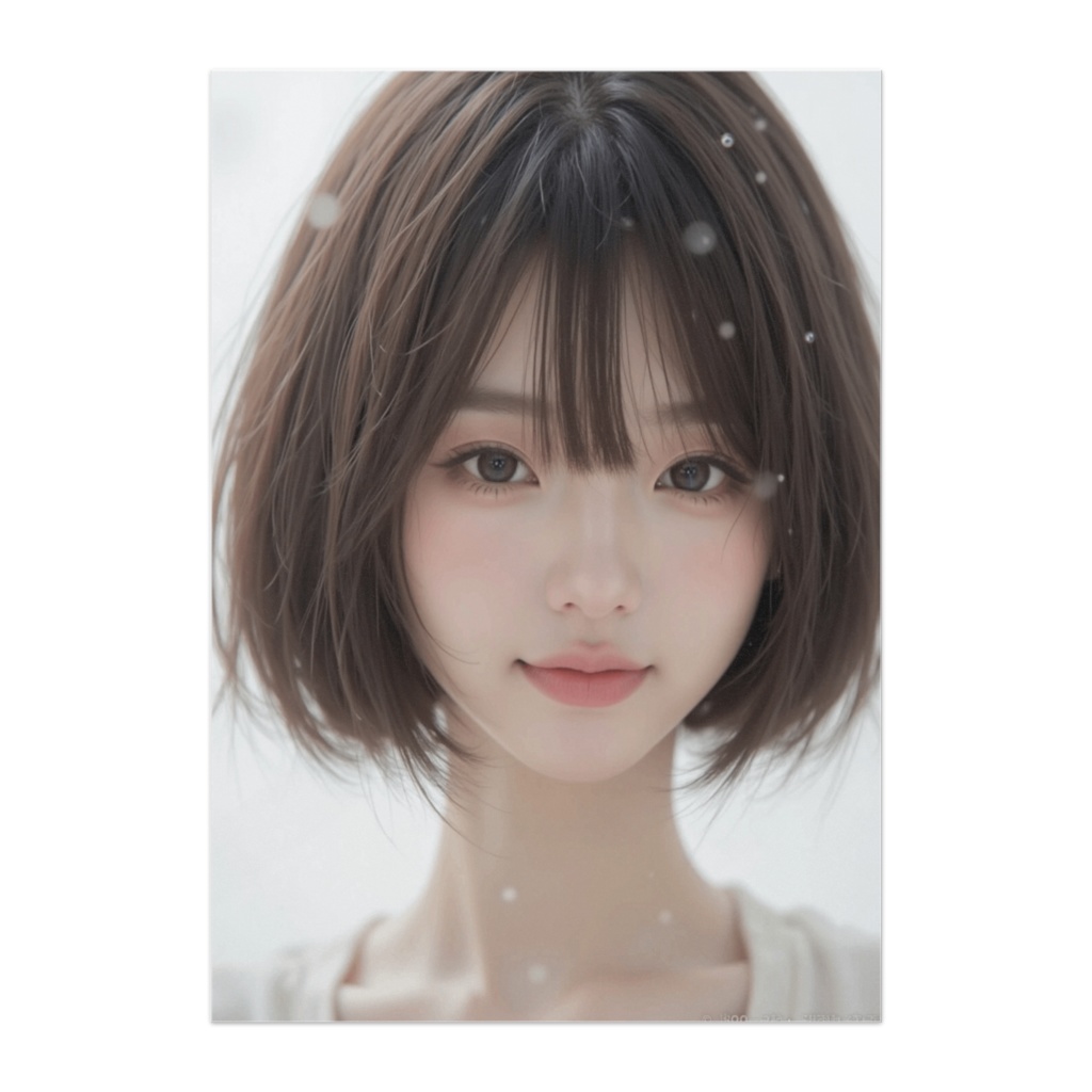 雪の光に包まれたショートボブの美女(フォトリアル風)