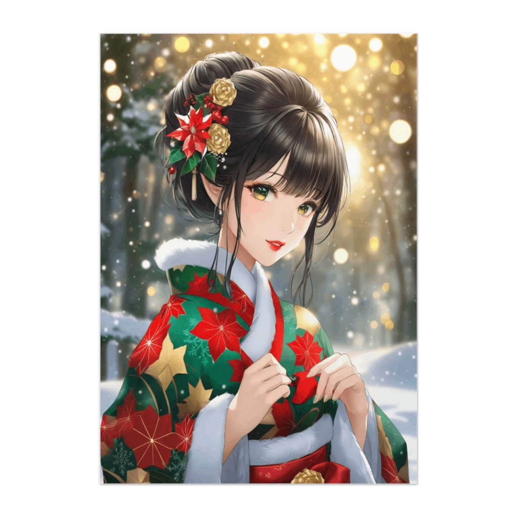 雪景色に咲くクリスマスの華