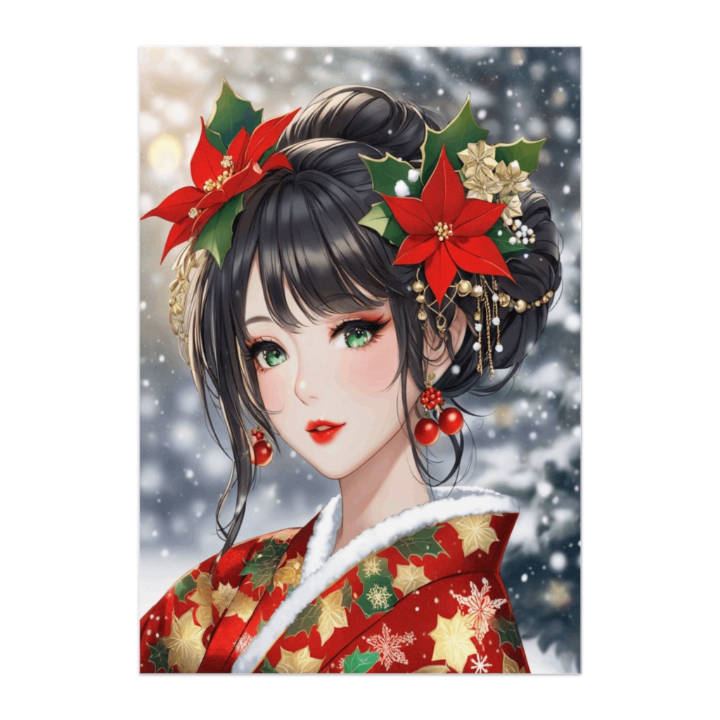 雪の森に咲くクリスマスの麗花