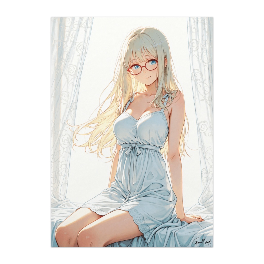 朝の光に揺れる赤メガネの微笑み