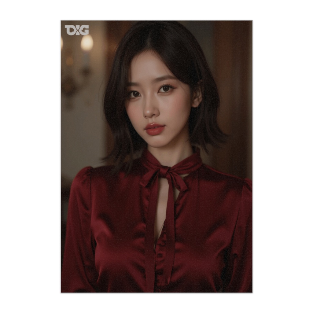 深紅サテンが輝くショートエレガンス