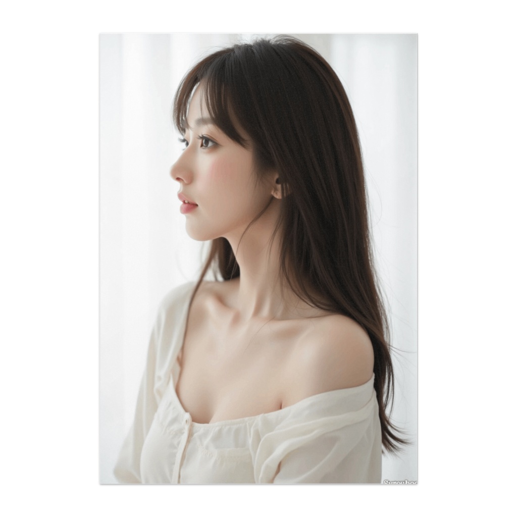 静けさが香る横顔、自然光のエレガンス