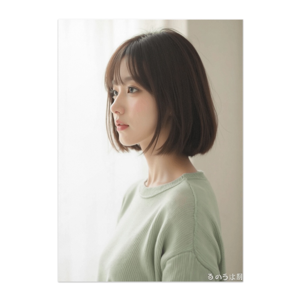 光にふれる横顔、やわらかなグリーン