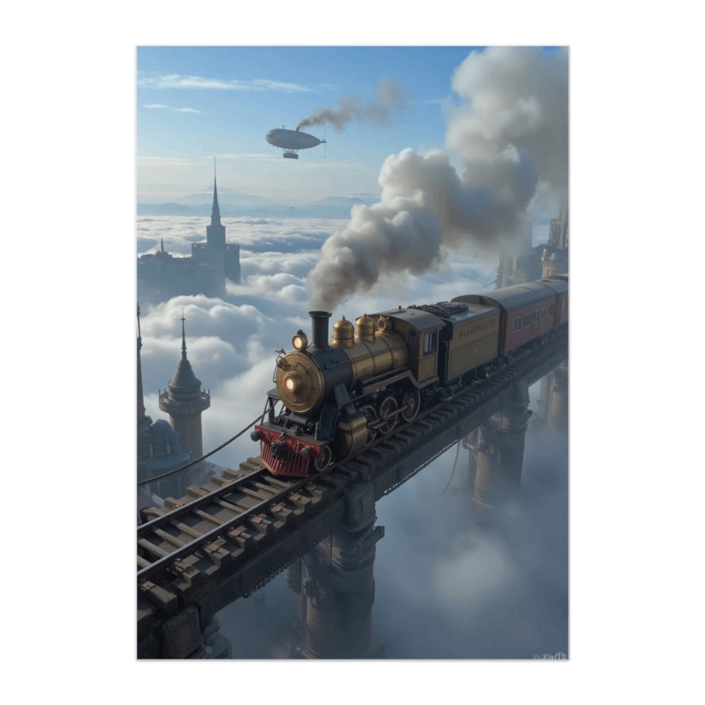 天空蒸気鉄道と黄金機関車のポスター