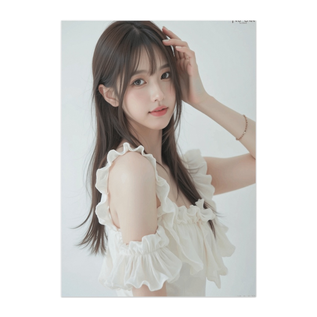 ホワイトフリルと姫カットのエレガントポートレート