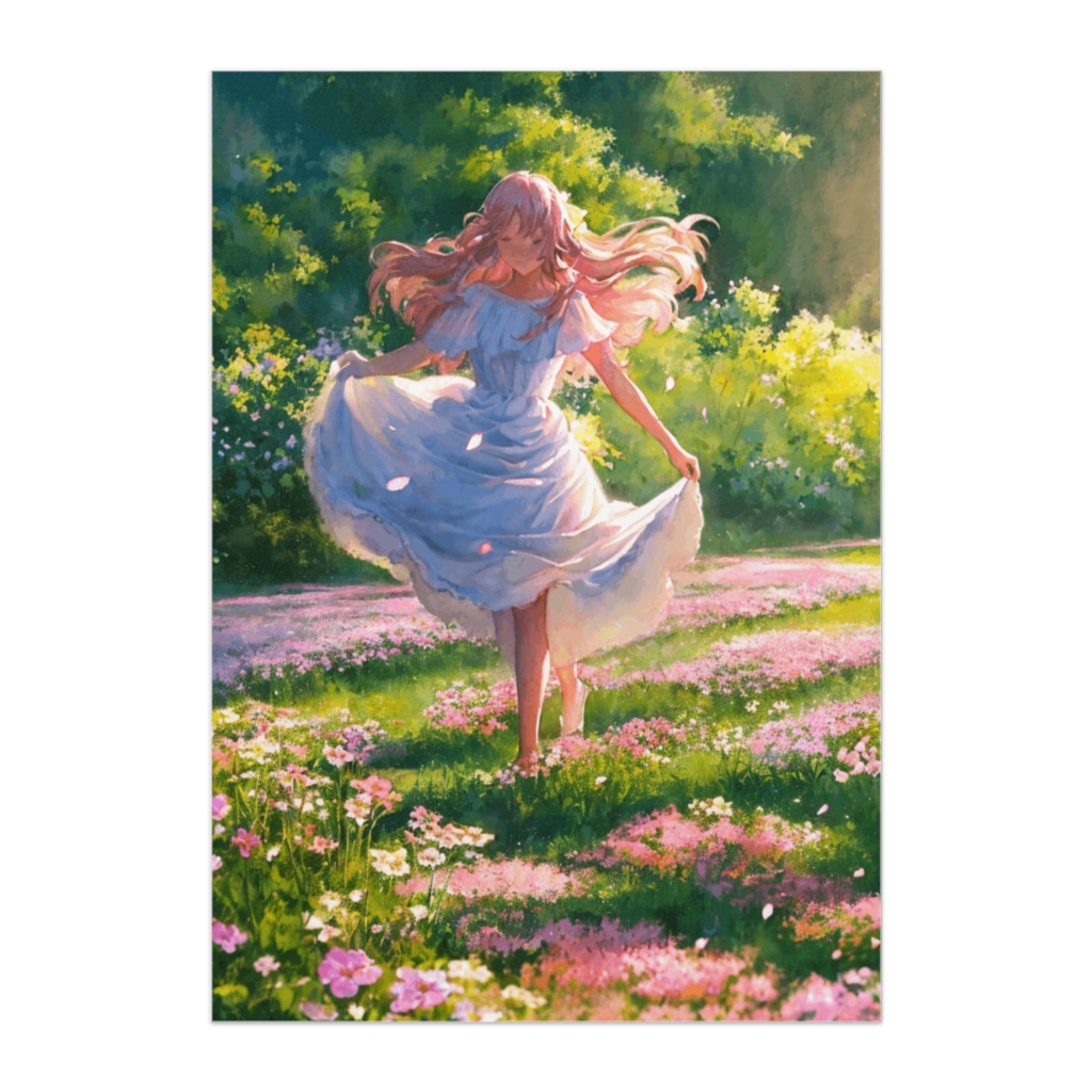 花々に包まれた春光のドレス(ポスター)