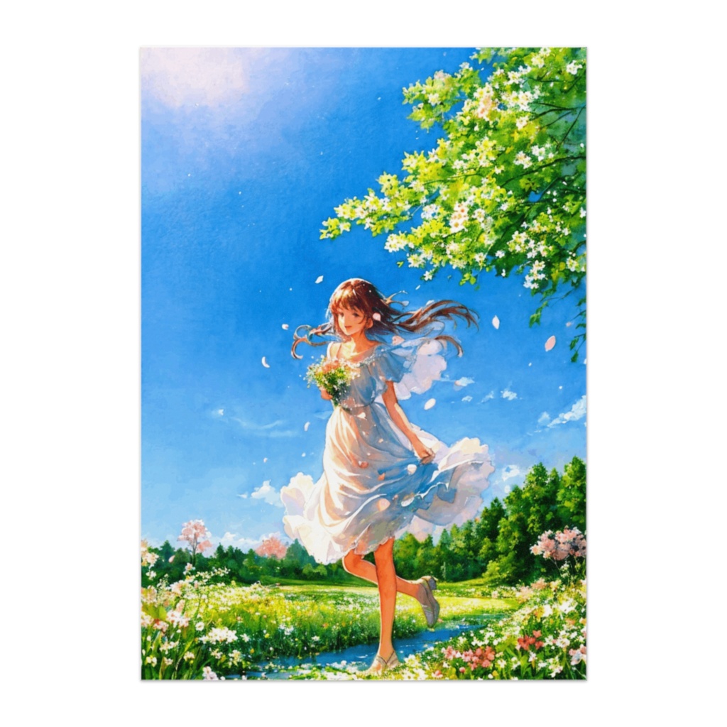 花咲く春風に微笑む少女(ポスター)