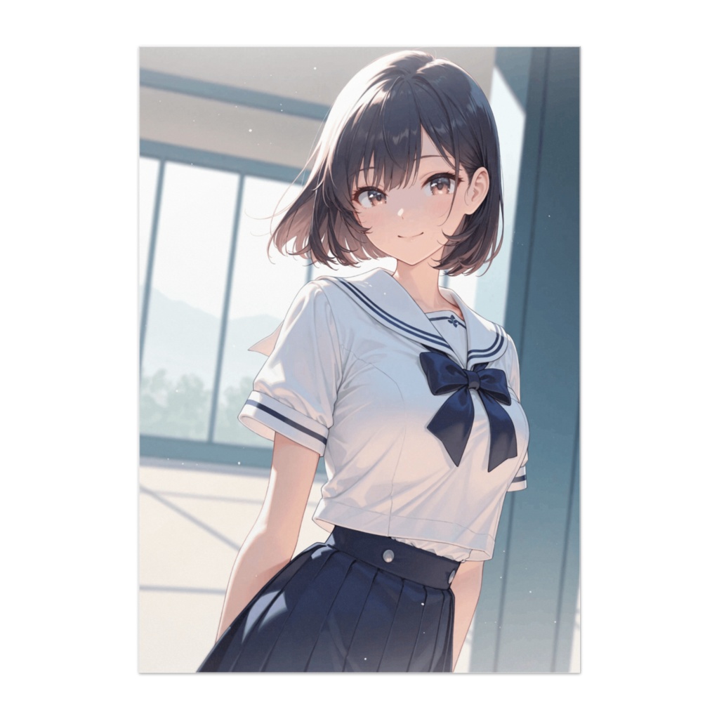 静かな視線 ― 耳かけボブのセーラー服少女