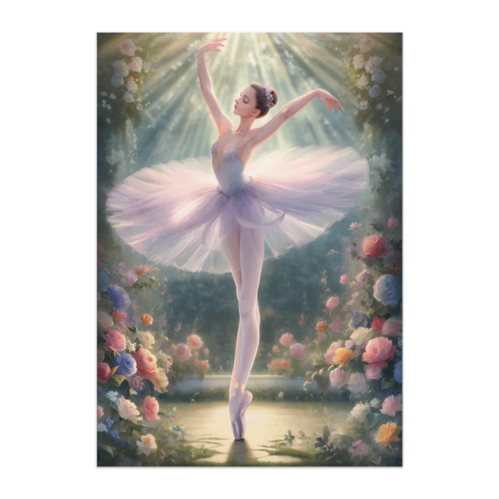 光の花園で舞うバレリーナ（幻想バレエアート風）