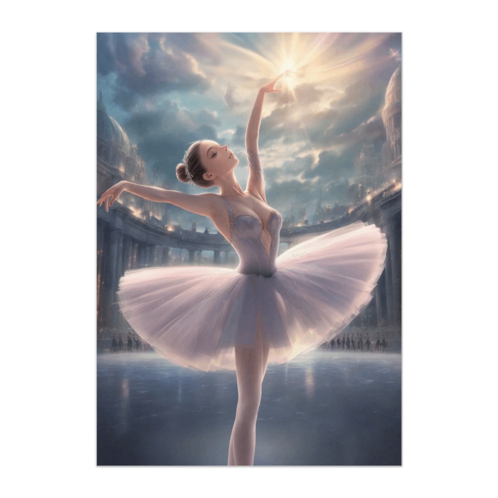 光を掴むバレリーナ(幻想都市バレエアート風)