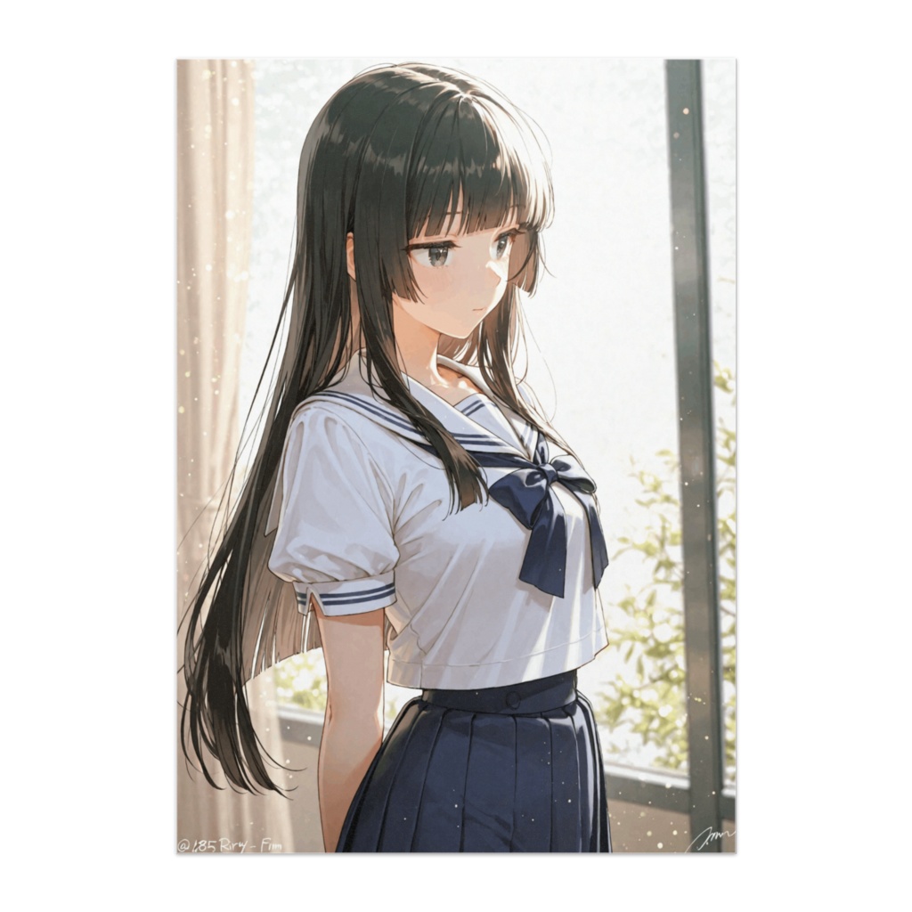 静かな午後 ― 視線を外したセーラー服の少女