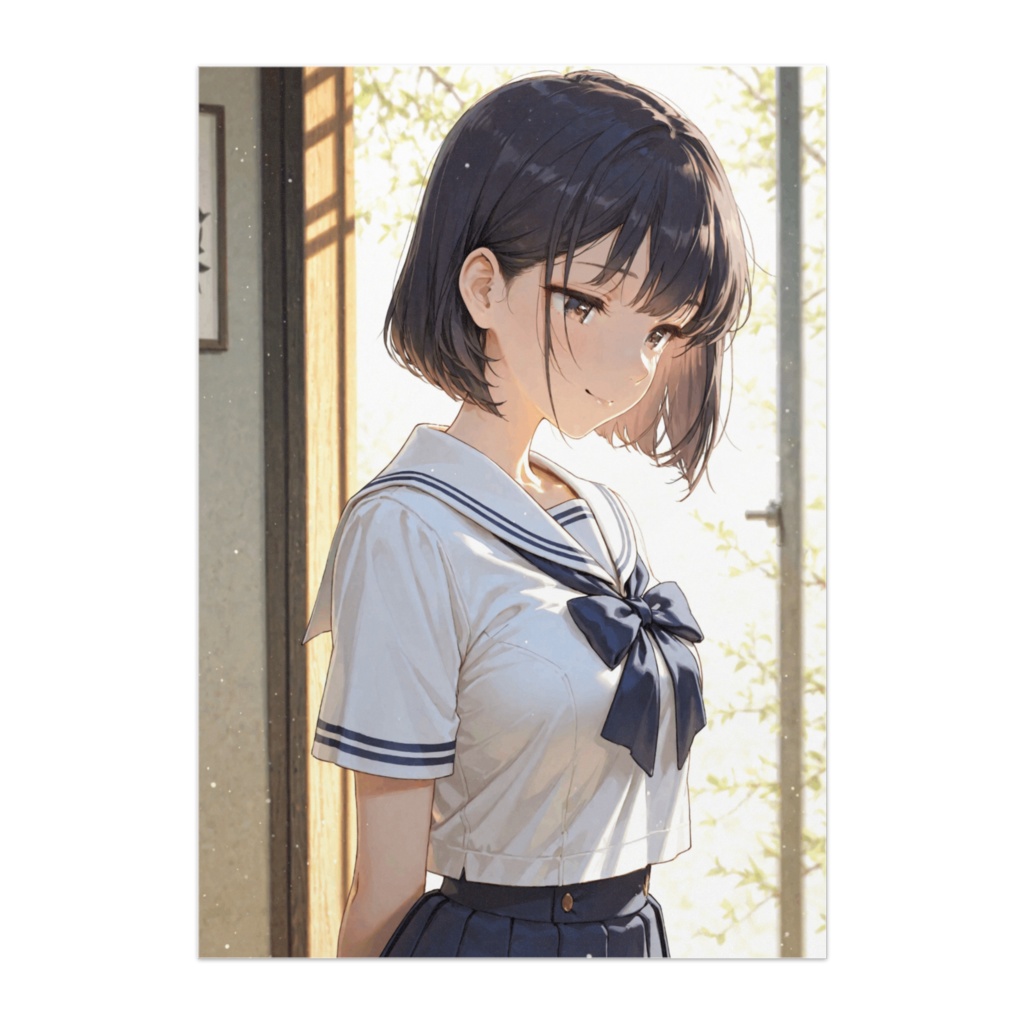 そっと近くで ― 耳かけボブのセーラー服少女